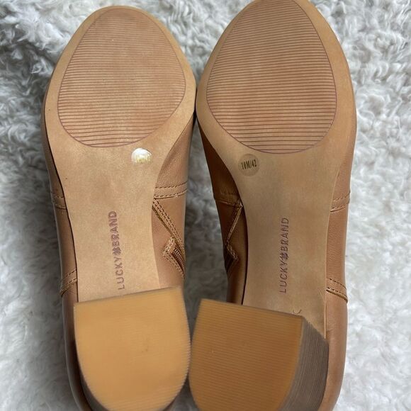 Lucky Brand Sheirin Leather latte Bewell anckle Boots side zipper SZ 10M - Picture 7 of 7